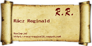 Rácz Reginald névjegykártya